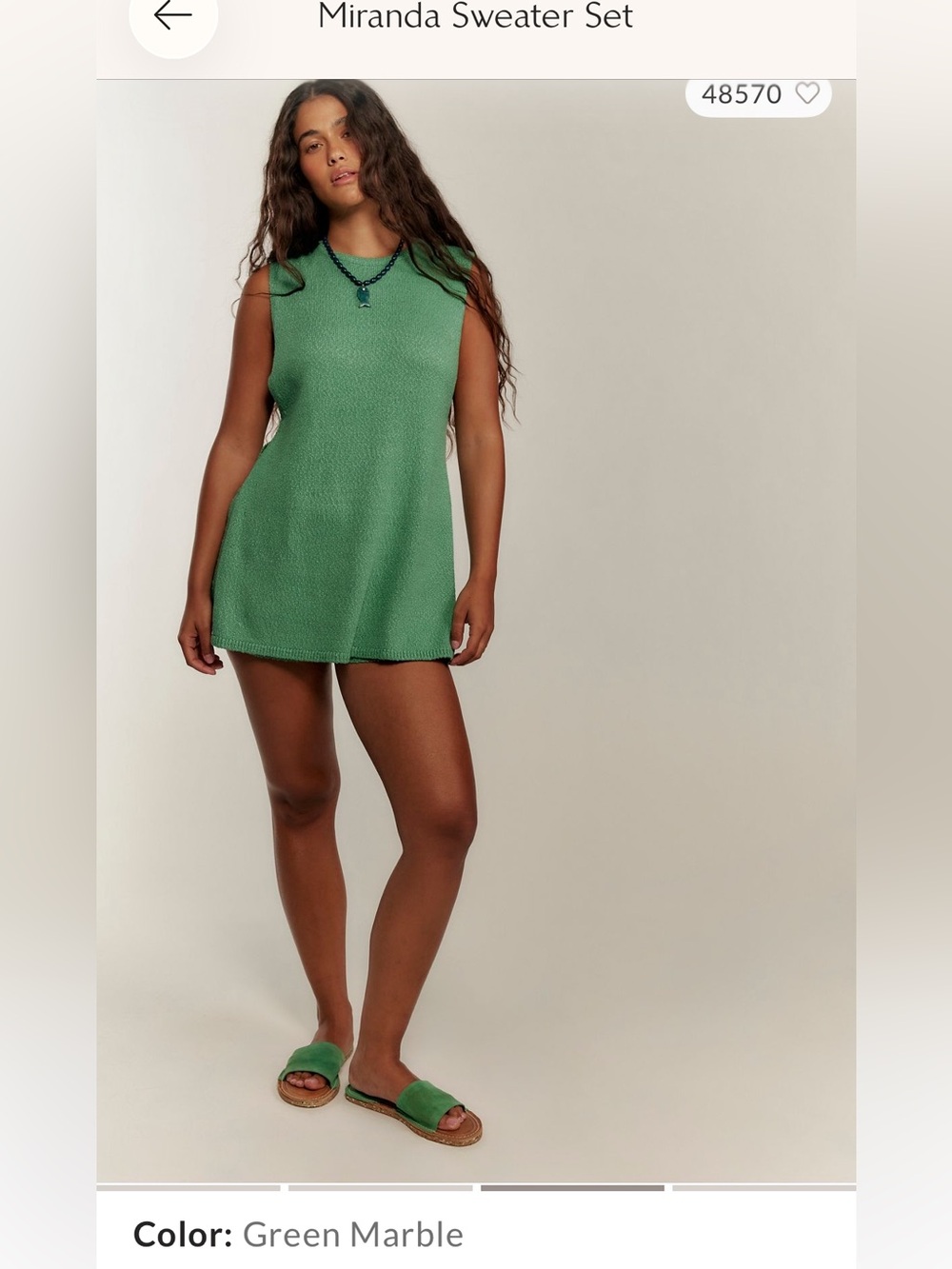 Free People Emerald Green Knit Shorts Set ( dark green)